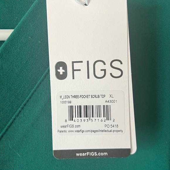 Figs Men’s Hunter Green Leon Three Pocket Scrub Top Size XL NWT - Picture 3 of 5